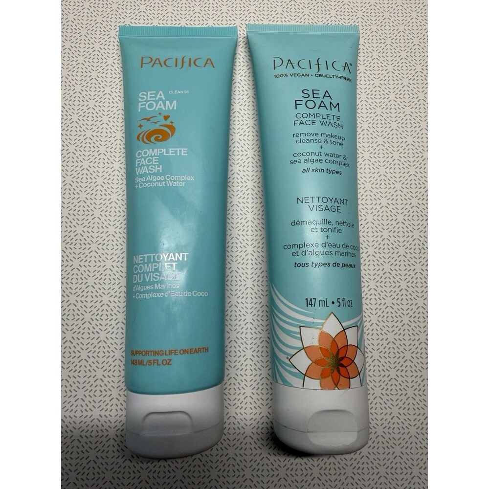 Pacifica Sea Foam Complete Face Wash Cleanse & Tone Vegan 5 Fl oz, Lot of 2